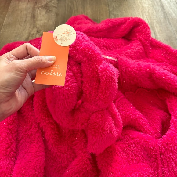 Colsie by Target Women's 2pc Hoodie Robe and Headband Set - Hot Pink NEW - Picture 6 of 8